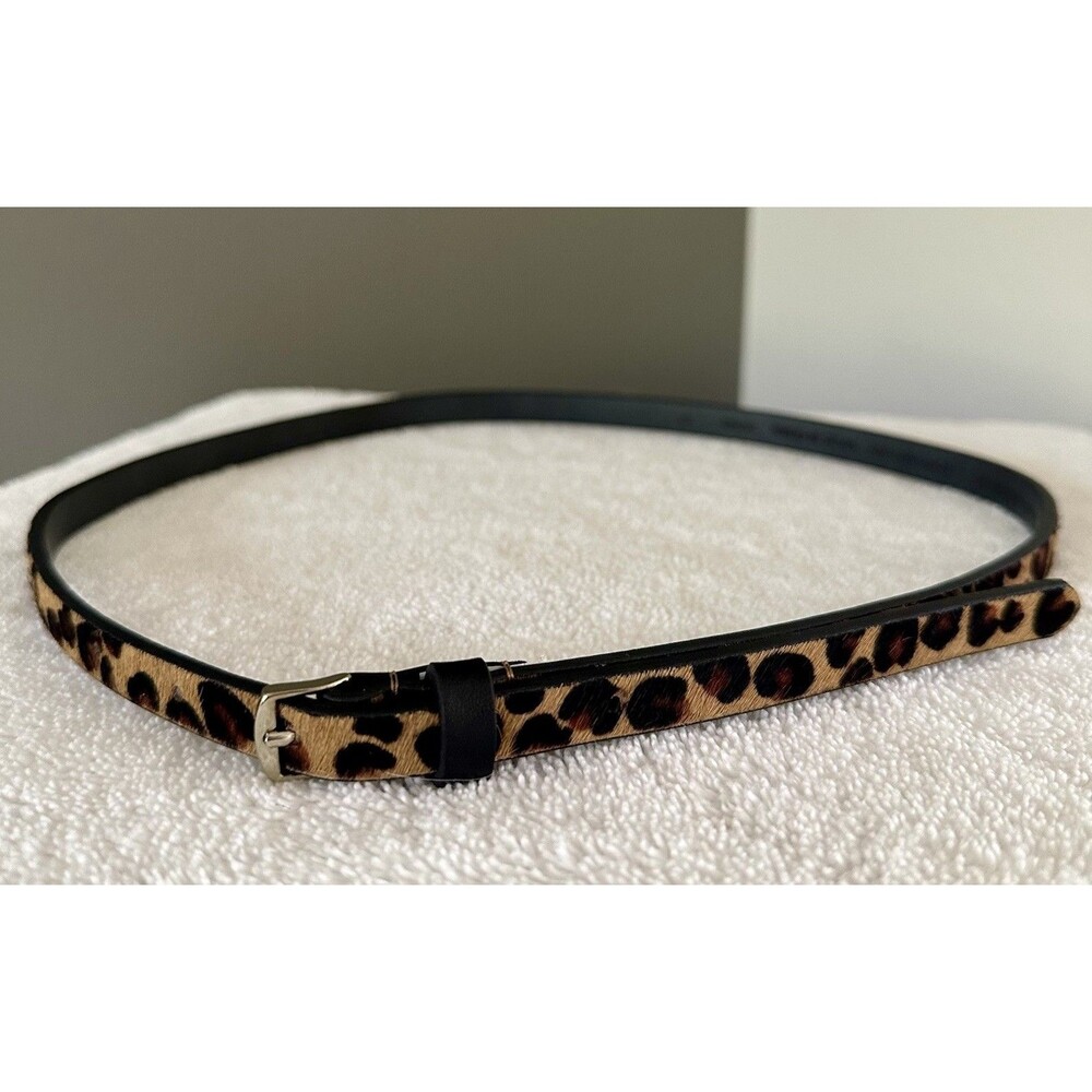 Banana Republic Calf Hair Cheetah Leather Skinny Belt VTG Leopard Y2K Med 34”